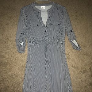 Black and white striped maternity dress